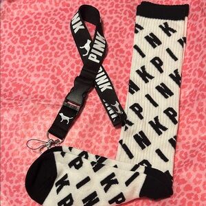 PINK Victoria's Secret Black and White Lanyard